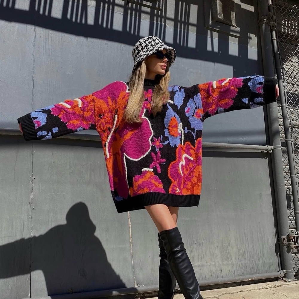Zara Floral Oversized Sweater